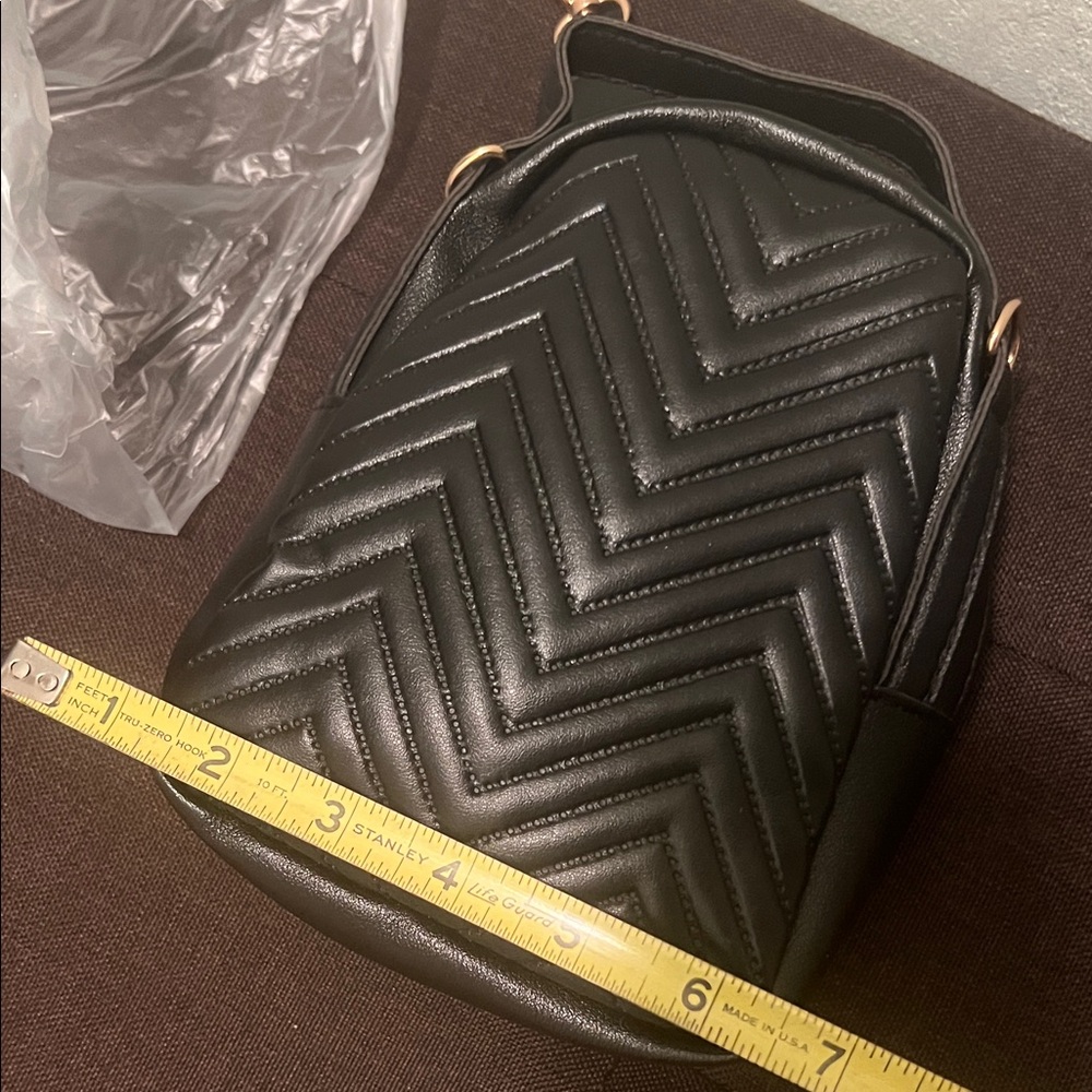 #1547+ Micky Ear Shape Unisex Black Quilted Mini Backpack with Gold Accents - Picture 5 of 11